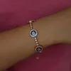 Link Chain Tennis Round Disco Evil Eye Charm Fashion Jewelry Rose Gold Color Armband Bangle G230222