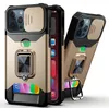 2 in 1 Cell Phone Cases Metal Protective Stand case with Card Slot for Iphone