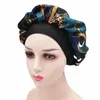 Bred Brim High Elastic Print Multi-Color Dome Hat Good Night Cap Hair Protection Hat Elastic Headband bekvämt