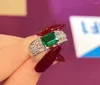 Кластерные кольца дизайн натуральный и настоящий изумрудный кольцо драгоценный камень Свадебное взаимодействие для женщин