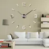 Horloges murales Acrylique Horloge 3D Remplacement Détachable Auto-adhésif Analogique Élégant Silencieux Courant Ménage Bureau Salon