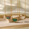 Pendant Necklaces Trendy Natural Colorful Abalone Shell Charms O Chain Stainless Steel Malachite Fan Basket Necklace Women Jewelry Birthday