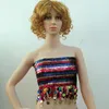 Bustiers Corsets Multicolore Stretch Sequin Tube Top Glitter 1970s Disco Retro Boob Bandeau Clubwear Sexy Fringe Crop Dance Show CostumeB