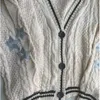 Женские вязаные футболки, осенний женский кардиган с вышивкой звездами, вязаный свитер с v-образным вырезом, модный теплый Swif T, бежевый праздничный кардиган, женский кардиган 230224