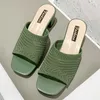 Sandals BKQU Women Slippers 2022 summer Closed Toe Comfort Slippers Women Fashion Fly Weave Outdoor Sandals Women Medium Heel Slippers Z0224