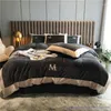 Bedding Sets 4pcs Simple Style 1.8m Bed Home Textile Luxury Milk Velvet Set Winter Thick Double-sided Coral Warm Linen 2.0