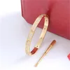 Diamond Armband Gold Bangel för kvinnor män designer smycken rostfritt stål charm manschett sier rose kärlek män kvinnor armband armband