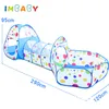 Baby Rail IMBABY Foldable 3 In 1 Playpen For Children Portable Kid Tipi Tent Crawling Tunnel Baby Dry Ocean Ball Fence Play Pool Connected 230223