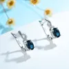 Ohrklemme Kuololit London blauer Edelstein-Clip-Ohrring für Damen, echtes 925er Sterlingsilber, oval, 6 x 8, Luxus-Ohrring für Verlobung, Braut, 230224