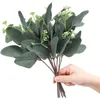 Dekorative Blumen 1pc / 20pieces künstliche Eukalyptus-Blume-gefälschte grüne Pflanzen-Blatt-DIY-Boquet-Girlande für Hochzeitsfest-Ausgangsdekoration