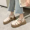 Sandaler Kvinnors gladiator 2023 Ny plattform Summer Fashion Women Chunky Heels Shoes Beach Sandal PU Bekväma Sandalias Mujer Y2302