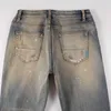 Denim amirres Jeans Pantalones de diseñador Hombre Amr desgastados jeans lavados personalidad de los hombres moda juvenil leggings delgados hombre con agujeros 5CAR