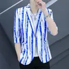 Herrdräkter blazers sommarklänning ärm liten kostym manlig sju poäng stripe kappa koreansk version smal fysik ruffian jacka halva suitmen '