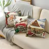 Pillow OMIO Christmas Vintage Oil Painting Cover Multiple Sizes Linen Decorative Case 40 40cm/45 45cm/50 50cm