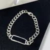 Designer Hollow Rectangle Charm Bracelets for Women Silver Link Chain Bracelets Personality High Street Bracelet