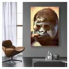 Canvas Painting Posters and Prints Street Art Animal Wall Art Pictures for Living Room Abstract Smoking Monkey and Gorilla Woo