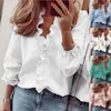 Womens Blouses Shirts Elegant White Ruffle Blouse Women Autumn Spring Long Sleeve VNeck Pullover Tops Office Lady Casual Plain Plus Size blusa 230224