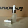Storage Bottles 10ml Clear/Blue/Green/Brown Frosted Glass Essential Oil Bottle With Aluminum Shiny Silver Ring White/Black Rubber Cap.