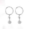 Hoop Earrings Real Pt950 Platinum Women Carved Ball Stripe 2.2-2.6g