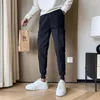 Männer Hosen Herbst Winter Dicke Warme Casual Cargo Für Männer Kleidung 2023 Einfache Slim Fit Seitentaschen Hip Hop Joggers hosen Schwarz 36