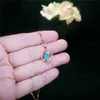 Anhänger Halsketten Frauen Blau Opal Blume des Lebens Halskette Weißer Kristall Oval Stein Charme Gold Rose Kette Für FrauenAnhänger