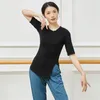 Scene Wear O-Neck Design Dance Dress Tight Style Middle Long Sleeve Dancing Top Body Classical Modern Training