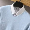 Men's TShirts 100 Pure Mink Cashmere Sweater VNeck Pullovers Knit Autumn and Winter Long Sleeve HighEnd Jumpers Tops 230223