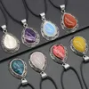 Natural Crystal Stone Water Drop Pendant Amethyst Tiger Eye Lapis Lazuli Rose Quartz Charms Halsband