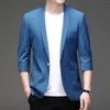 Мужские костюмы Mens Blue Button Up Long Ristever Blazer Plus Spus Spring Thin Casual Высококачественный бизнес -носитель 3XL 4XL 4XL 4XL