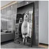 Peintures Lama Noir et Blanc Mur Enfants Chambre Décor Alpaga Affiche Toile Art Peinture Animal Prints Mur Art Pépinière Décoratif Woo