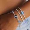 Link Chain Tennis Round Disco Evil Eye Charm Fashion Jewelry Rose Gold Color Armband Bangle G230222