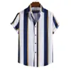 Camisas casuais masculinas camisa havaiana de verão tira estampa curta camiseta curta camiseta moda moda casual camisa social botão de lapela de grandes dimensões wear z0224