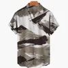 Mäns avslappnade skjortor Ny sommaroljemålning 3D Beach Hawaii 2022 Summer Shirt Kort ärm T-shirt Street Clothing Oversize Camisa Social Chemistry Men Z0224