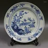 Bols chinois vieux bleu et blanc fleur motif oiseau assiette en porcelaine