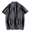 Men's Casual Shirts Vintage White Striped Printed Shirt Summer New Trendyol Men Black Hawaiian Short Sleeve Beach Shirts Man Oversized Chemise Homme Z0224