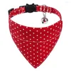 Collares para perros, pajarita de algodón para mascotas, pañuelo triangular lavable con puntos, accesorios para el cuello hechos a mano, anillo, bufanda con campana, Bandana