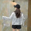 Damesjassen Fringe Sequin Jacket Vintage lange mouw zilveren reflecterende damesjas top