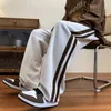 Mens Loose Coffee Corduroy Men Women Drawstring Striped Wide Leg Pants Autumn Casual Easy Care Antiwrinkle Mopping Trousers 230224