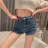 Kvinnor shorts kvinnor y2k mode casual bandage hög midja smal denim hajuku e tjej sommar mini jean kort streetwear 2023