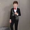 Kläder sätter barns formella klänningsdräkter Set Flower Boys Wedding Host Piano Performance Come Kids Blazer Pants Clothing Set W0224