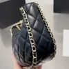 23p Summer Shoulder Bags Half Moon Small Hobo Bag Formats Womens Shiny Light Gold Metal Black Lambskin Playful Formats 2023220e