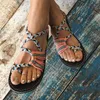 Sandals Women Summer Flip Flop Shoes Mixed Color Matching Rope Knot Beach Toe Roman Casual Comfortable Plus Size Y2302