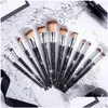 Pinceaux de maquillage 12Pcs Logo personnalisé Bling Make Up Strass Synthétique Diamant Glitter Sparkle Brush Set Drop Delivery Health Beauty To Dhirh