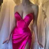 Hot Pink Corset Mermaid Evening Dresses 2023 Sweetheart Pleats Women Prom Gowns Long Formal Party Dress Robe De Soiree