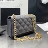 CC Brand Cross Body 22K Carteras de piel de cordero Bolsas acolchadas con cuentas doradas Cadena de metal Monedero cruzado Monedero Clásico Diamante Multi Pochette Titular de la tarjeta Diseñador Wome