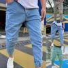 Мужские джинсы Moto Biker Мужчины весна лето осень -парень уличная одежда стеспительная какуальная дизайнер длинные джинсовые штаны Жан Брюки