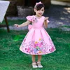 女の子のドレス春の新しいプリントの花のウェディングドレス女の子プリンセスドレス子供ブライドメイドドレスキッズボウノットイブニングドレス1〜10歳