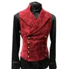 Men's Vests Slim Fit Casual Waistcoat For Work Vest Men Solid Color Stand Collar Double Breasted Working