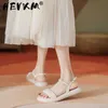 Sandals HEVAM Elegant Pearl Women's Summer Fairy Style 2023 Fashion Round Head Lace Beaded Party Wedding Flat Y2302