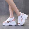 Sandals 2021women's Sandals Wedge Heel Elastic Cloth Cover Foot Ladies Sandals Thicksoled Fashion Trifle Elevation Casual Women's Shoes Z0224